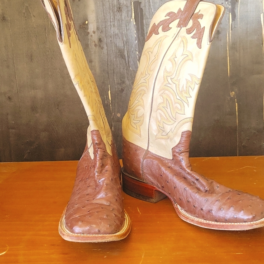 Mens Justin GENUINE OSTRICH LEATHER boots.